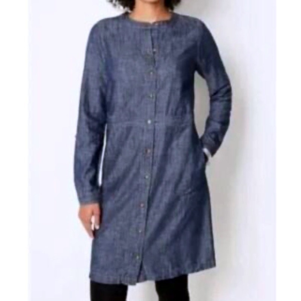 J.Jill Glendale‎ Cotton Lyocell Long Sleeve Blue Chambray Dress Women's Size 4X